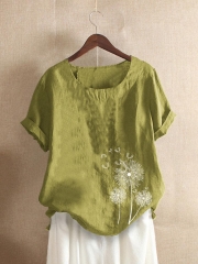 Casual Print Short Sleeve Overhead Crew Neck T-Shirt