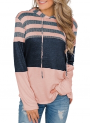 Speak To Me Color Block Drawstring Hoodie