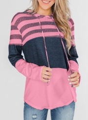 Speak To Me Color Block Drawstring Hoodie