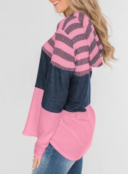 Speak To Me Color Block Drawstring Hoodie