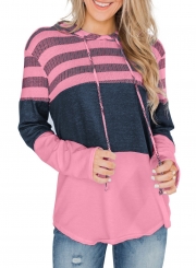 Speak To Me Color Block Drawstring Hoodie