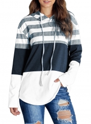 Speak To Me Color Block Drawstring Hoodie