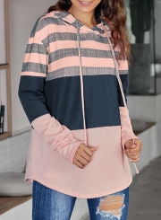 Speak To Me Color Block Drawstring Hoodie