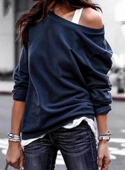Off Shoulder Casual Sweatershirt