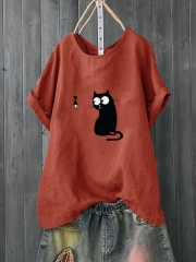 Cartoon Print Cute Short Sleeve Casual T-Shirt