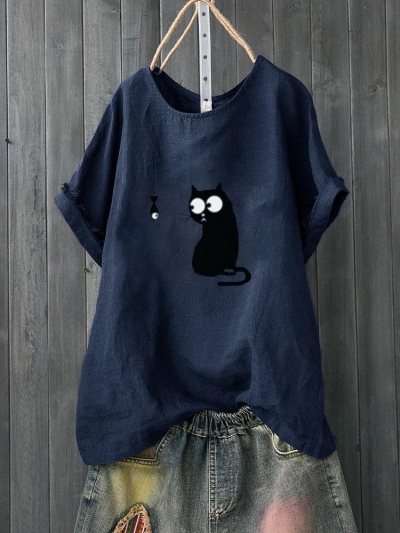 Cartoon Print Cute Short Sleeve Casual T-Shirt YOUYOUFASHIONEC.com