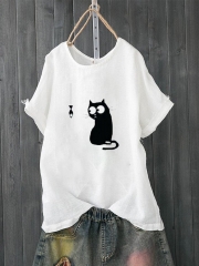 Cartoon Print Cute Short Sleeve Casual T-Shirt