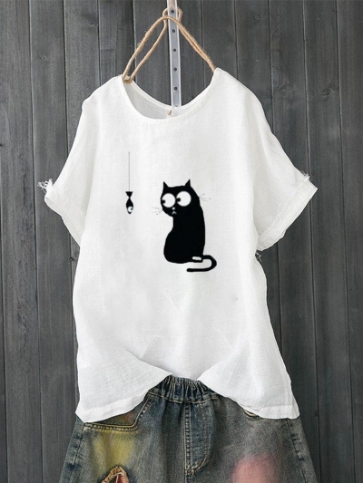 Cartoon Print Cute Short Sleeve Casual T-Shirt YOUYOUFASHIONEC.com