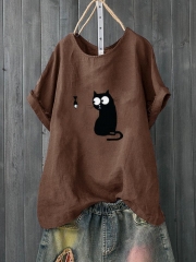 Cartoon Print Cute Short Sleeve Casual T-Shirt