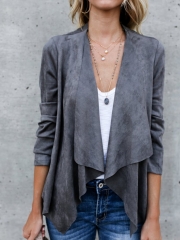 Asymmetric Casual Faux Suede Cardigan