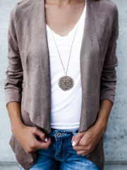 Asymmetric Casual Faux Suede Cardigan