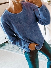 Autumn Casual Basic Daily Cotton Long Sleeve Crew Neck Top