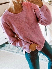Autumn Casual Basic Daily Cotton Long Sleeve Crew Neck Top