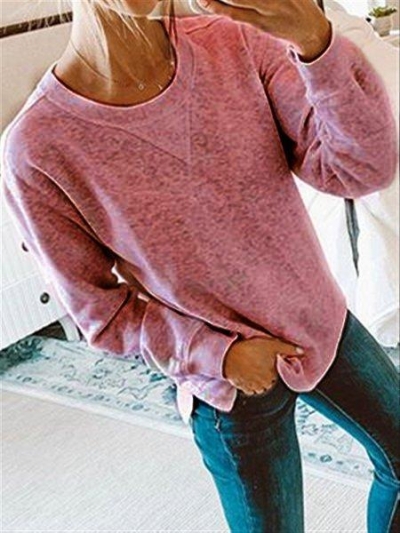 Autumn Casual Basic Daily Cotton Long Sleeve Crew Neck Top YOUYOUFASHIONEC.com