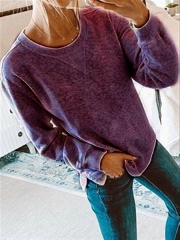 Autumn Casual Basic Daily Cotton Long Sleeve Crew Neck Top