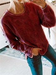 Autumn Casual Basic Daily Cotton Long Sleeve Crew Neck Top