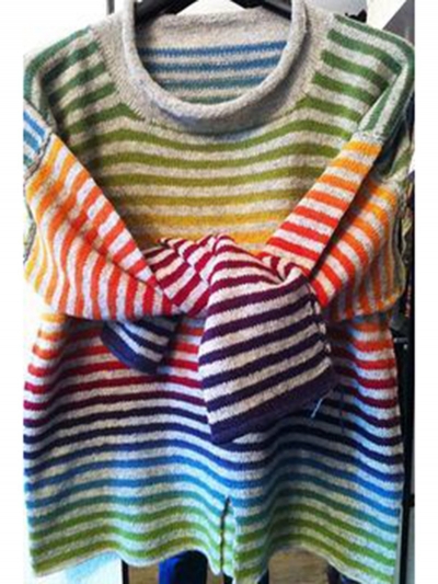 Crew Neck Knitted Casual Striped Shirts & Tops YOUYOUFASHIONEC.com