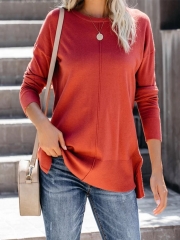 Orange Casual Long Sleeve plus size Sweater